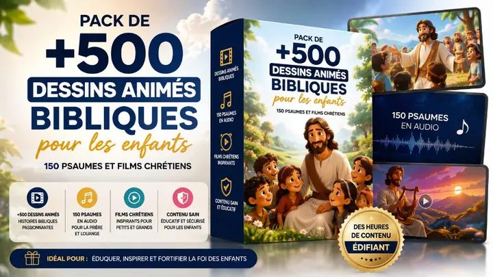 Pack de +500 dessins animés bibliques pour les enfants, 150 psaumes et films chrétiens