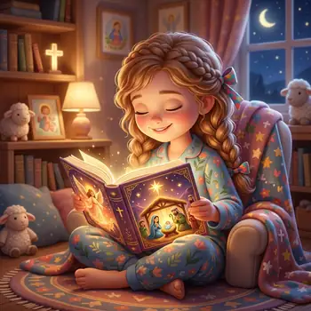 Fille lisant des histoires bibliques